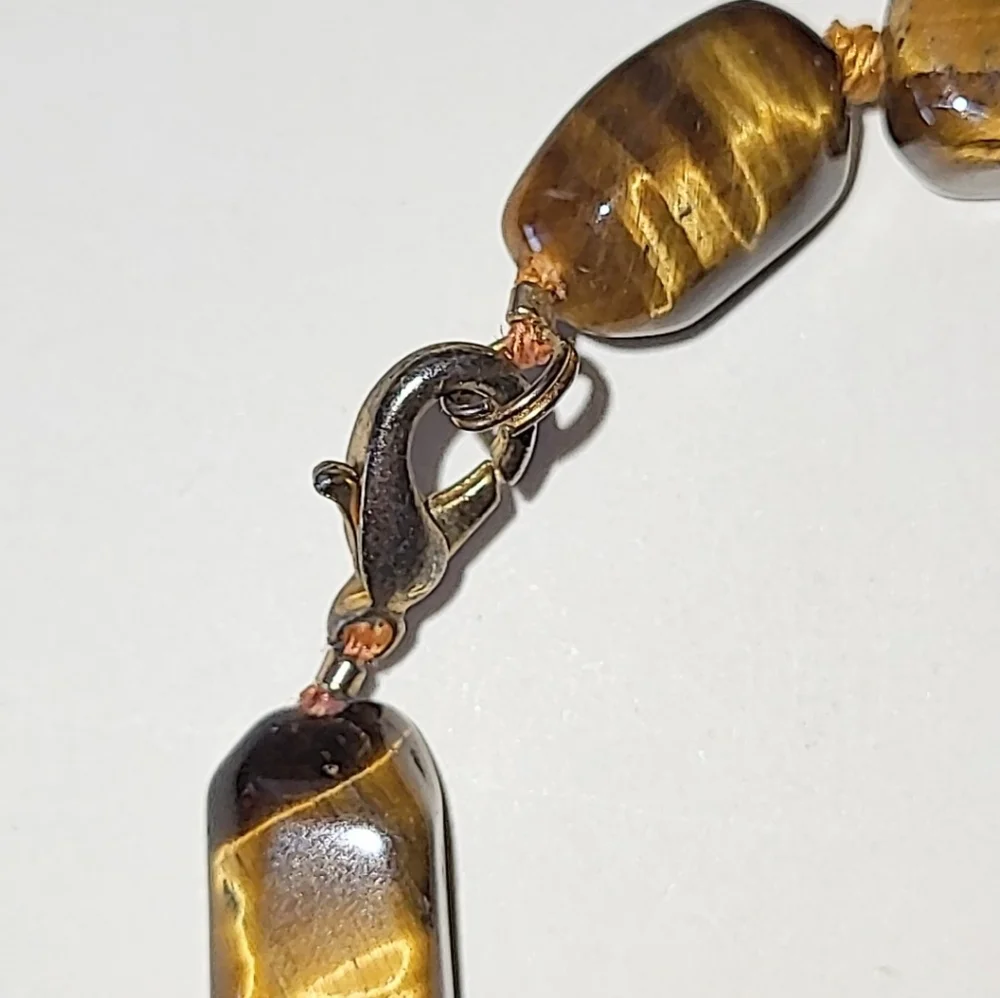 GENUINE TIGER'S EYE BEAD BRACELET - Picture 3 of 6